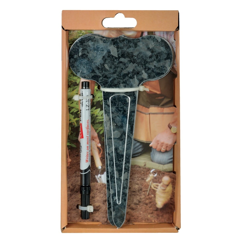 Set di 6 etichette con nome e pennarello nero liscio - Esschert Design | Piccoli attrezzi da giardino