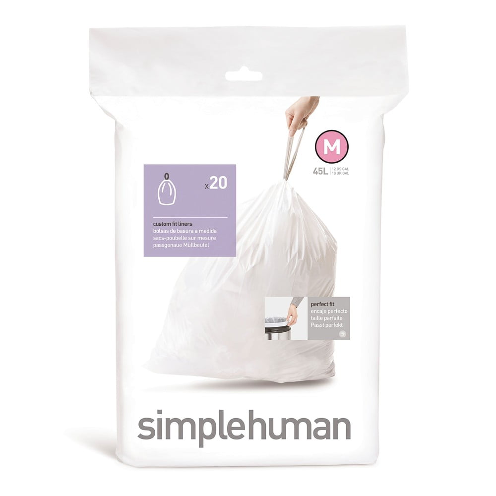 Sacchetti della spazzatura con chiusura 20 pz 45 l M - simplehuman | Sacchetti per la spazzatura