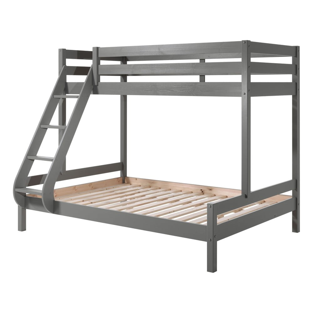 Letto a castello grigio per bambini 140x200/90x200 cm Pino - Vipack | Letti per bambini