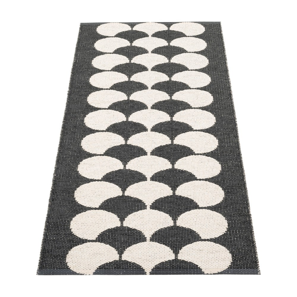 Passatoia da interno/esterno nera/color crema 70x150 cm Poppy Black Vanilla – Pappelina | Tappeti per esterni