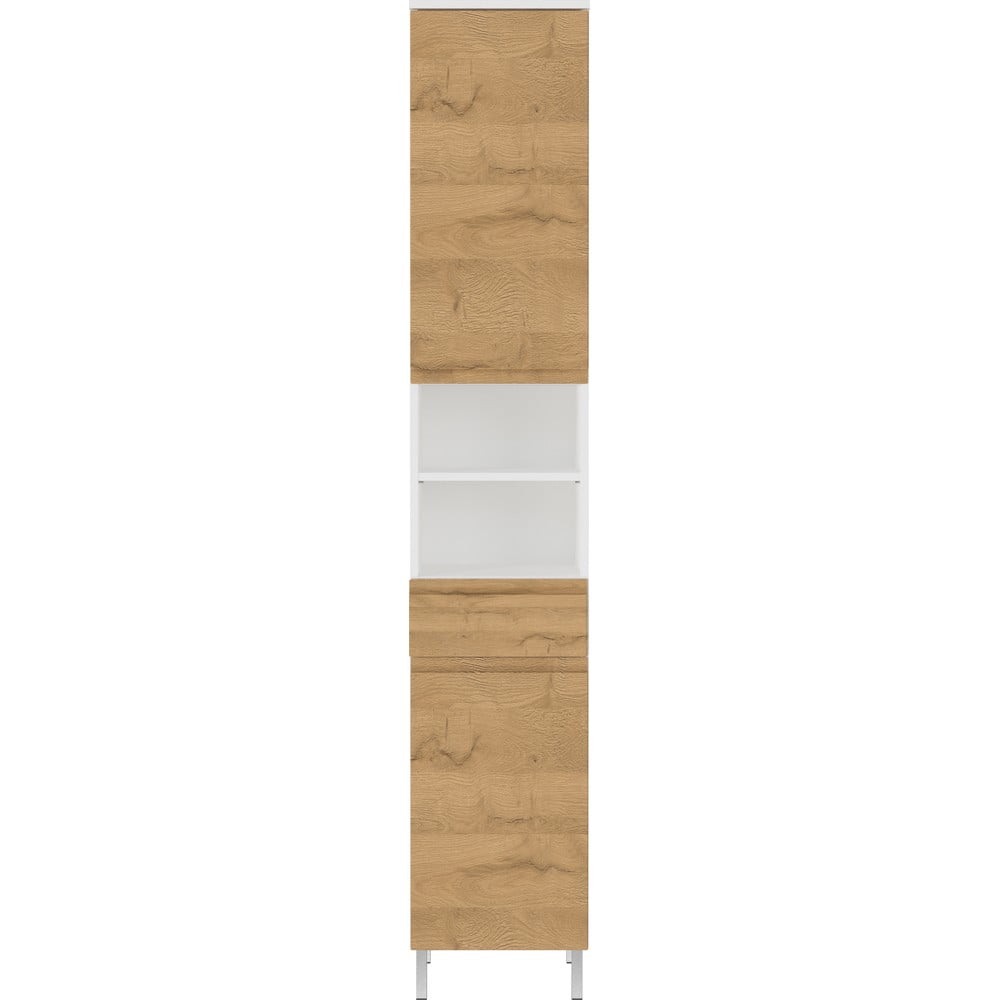 Mobile bagno alto bianco in rovere decorato 34x190 cm Torrance - Germania | Armadietti e mobili da bagno