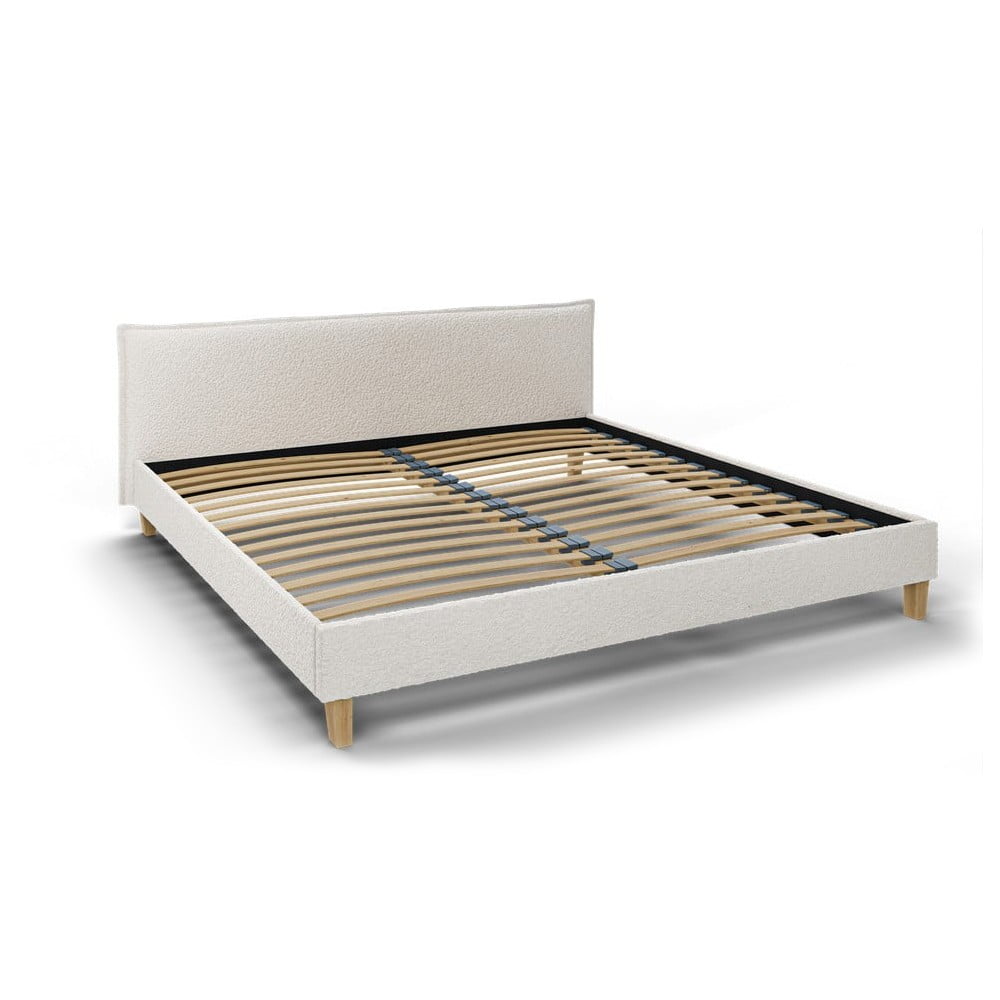 Letto matrimoniale imbottito crema con griglia 200x200 cm Tina - Ropez | Letti matrimoniali