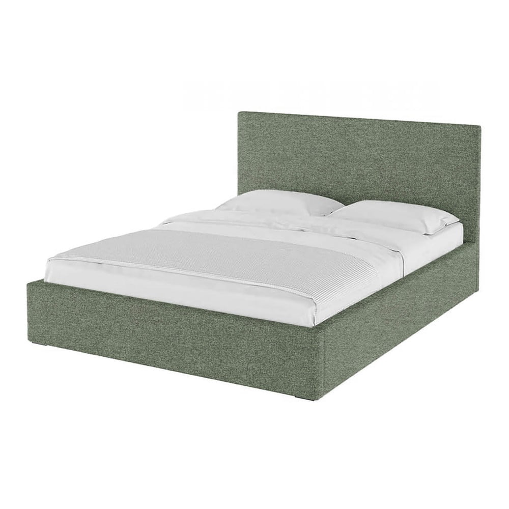 Letto matrimoniale imbottito verde con contenitore con rete inclusa 160x200 cm Bufo – MESONICA | Letti matrimoniali