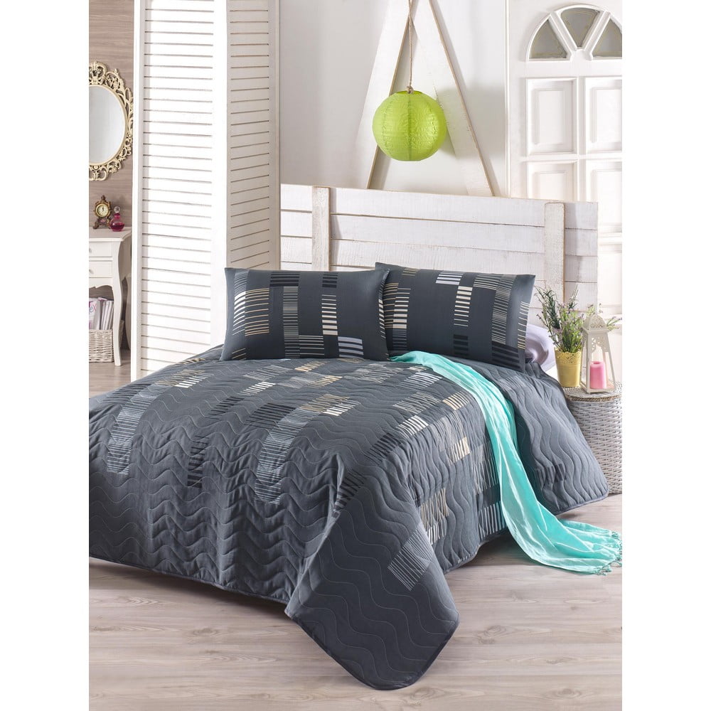 Copriletto matrimoniale trapuntato con federe 200 x 220 cm Trace - Mijolnir | Copriletti