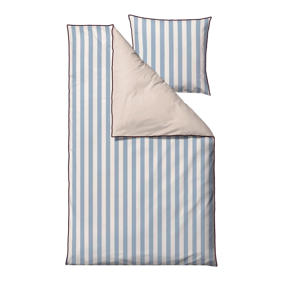Lenzuolo singolo in cotone sateen blu/beige 140x200 cm Parallel - Södahl | Biancheria da letto