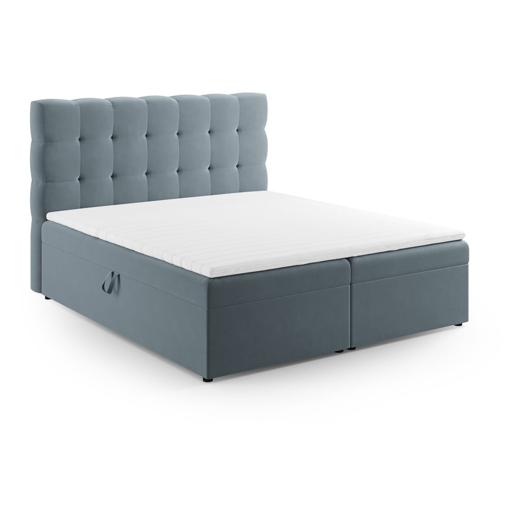 Letto boxspring azzurro con contenitore 160x200 cm Bali - Cosmopolitan Design | Letti boxspring