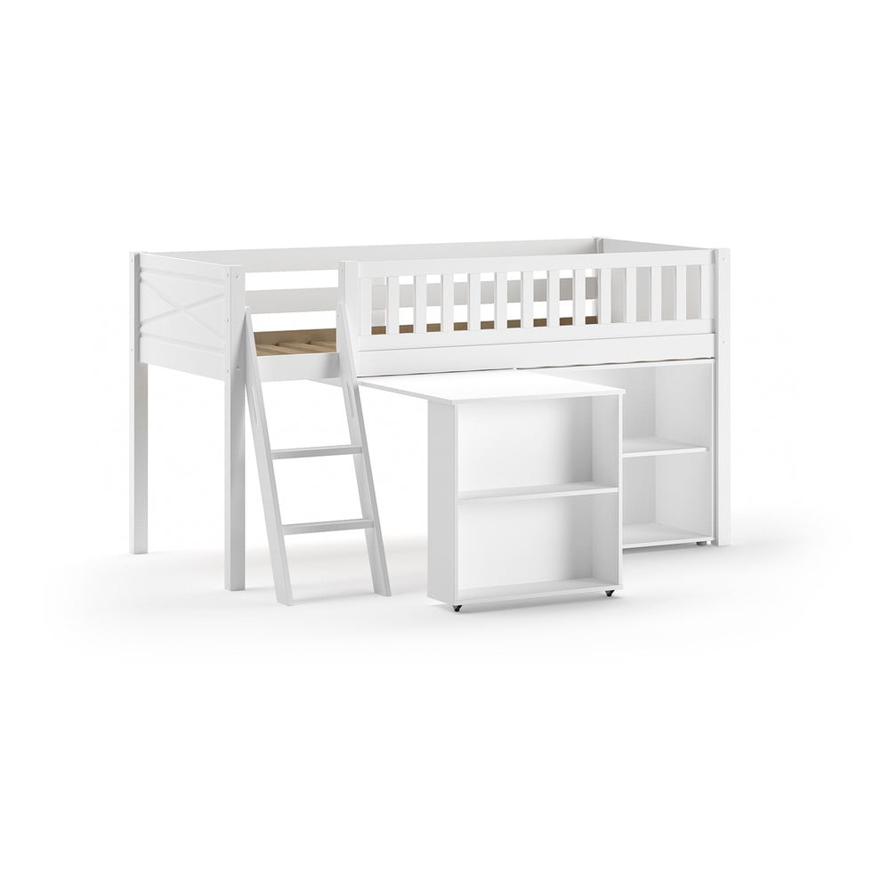 Letto rialzato in pino bianco con contenitore 90x200 cm SCOTT - Vipack | Letti per bambini