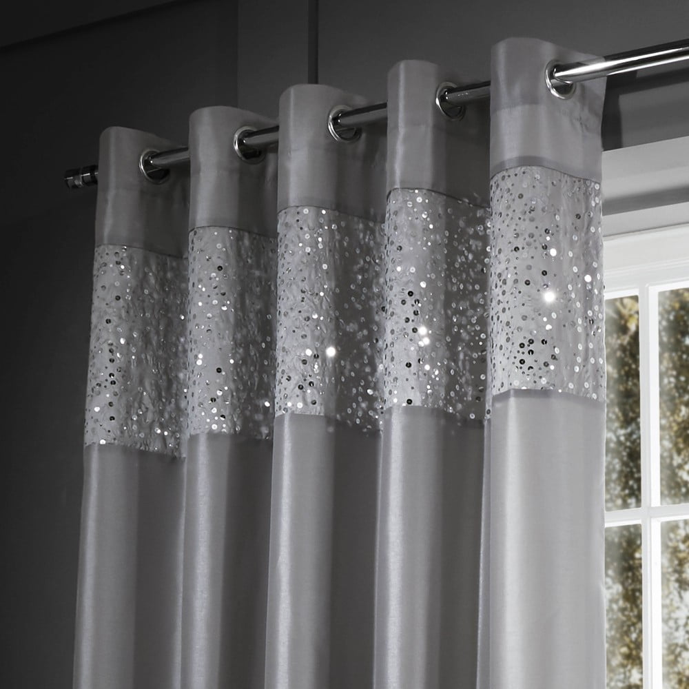 Tende grigie in set da 2 168x229 cm Glitzy Sequin - Catherine Lansfield | Tende