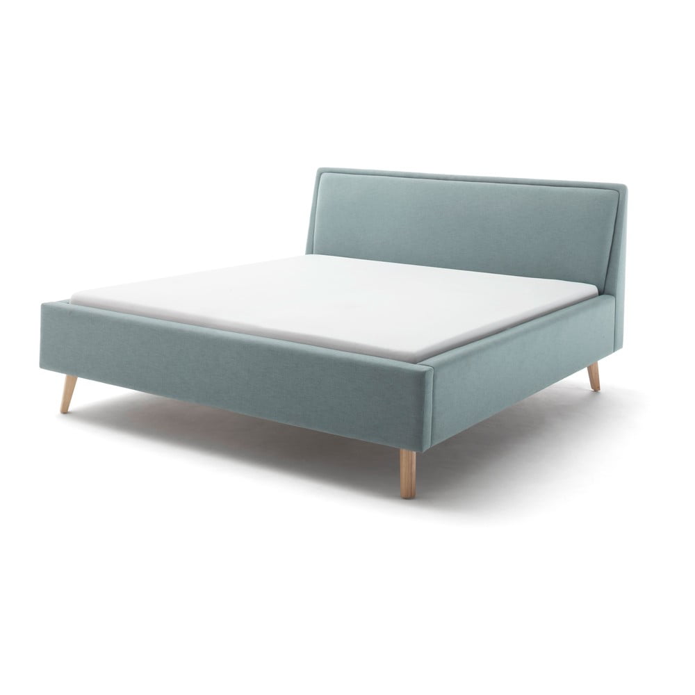 Letto matrimoniale imbottito blu/grigio con vano contenitore con griglia 160x200 cm Frieda - Meise Möbel | Letti matrimoniali