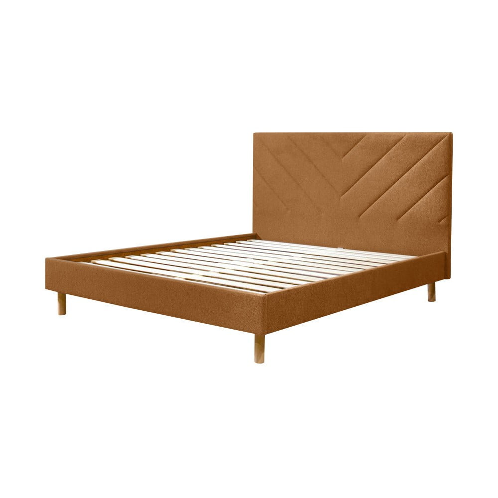 Letto matrimoniale arancione imbottito con rete inclusa 180x200 cm Romane – Bobochic Paris | Letti matrimoniali