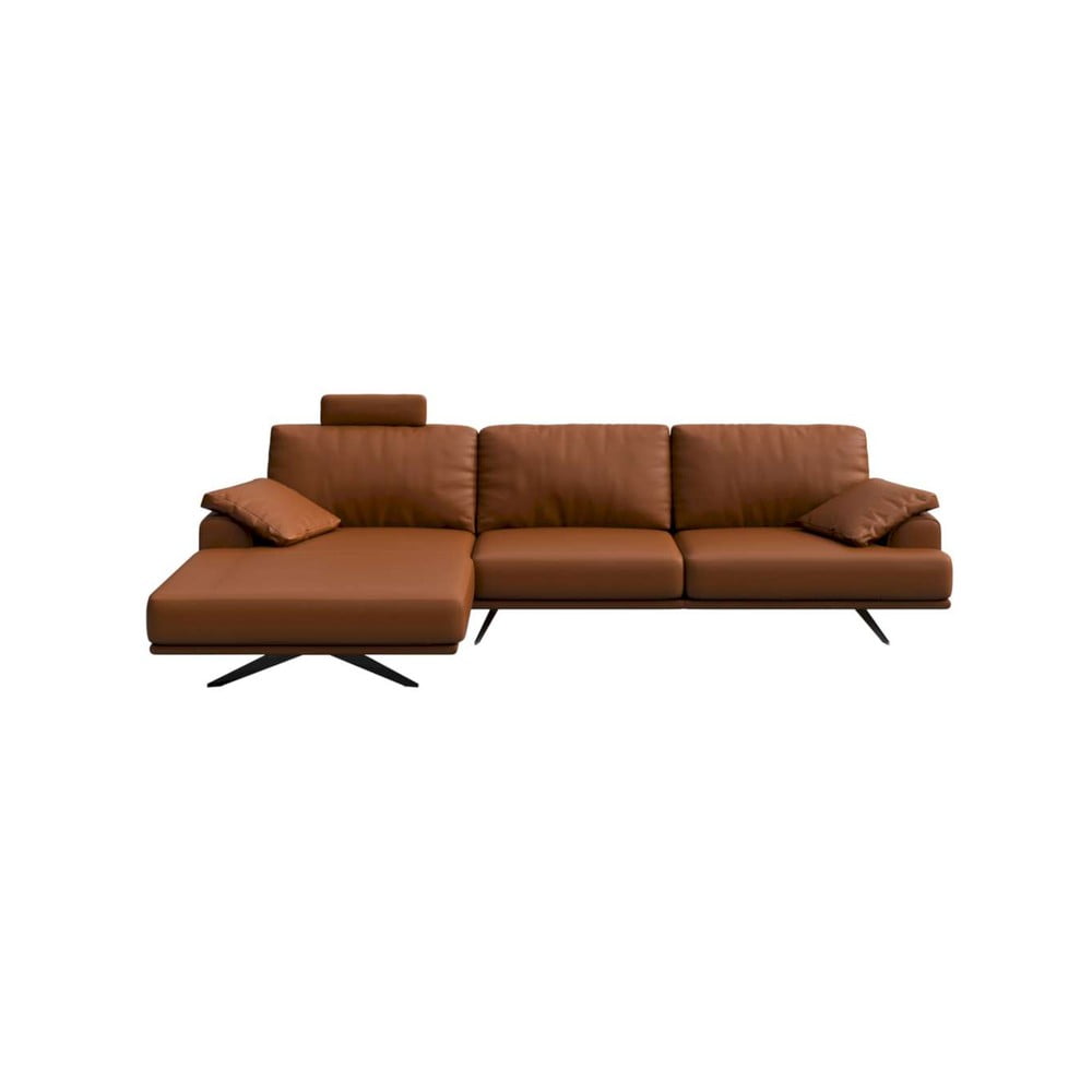 Divano angolare in pelle marrone cognac (angolo sinistro) Prado - MESONICA | Divani ad angolo