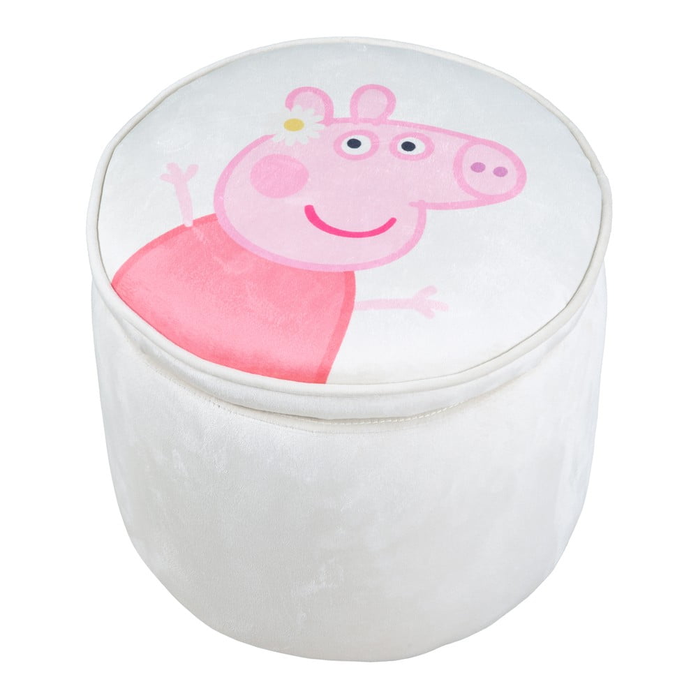 Pouf per bambini in velluto bianco Peppa Pig - Roba | Pouf per bambini