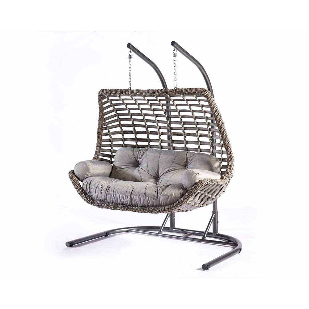 Poltrona da giardino sospesa grigia in rattan artificiale Junda - Floriane Garden | Poltrone da giardino sospese