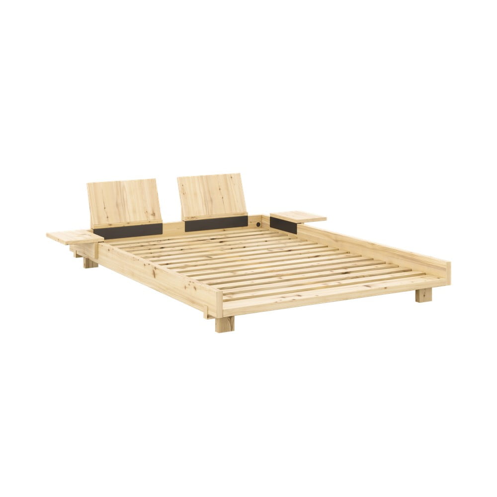 Letto matrimoniale in legno di pino con rete color naturale 140x200 cm Social Bed - Karup Design | Letti matrimoniali