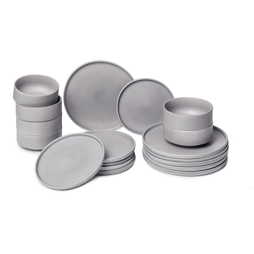 Set di piatti grigi in gres 18 pz Malia - Bonami Selection | Set di piatti e stoviglie