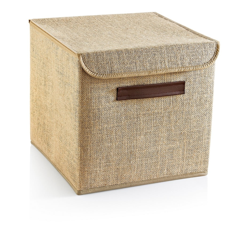 Scatola marrone chiaro con coperchio in juta 30x30x30 cm - Mioli Decor | Scatole