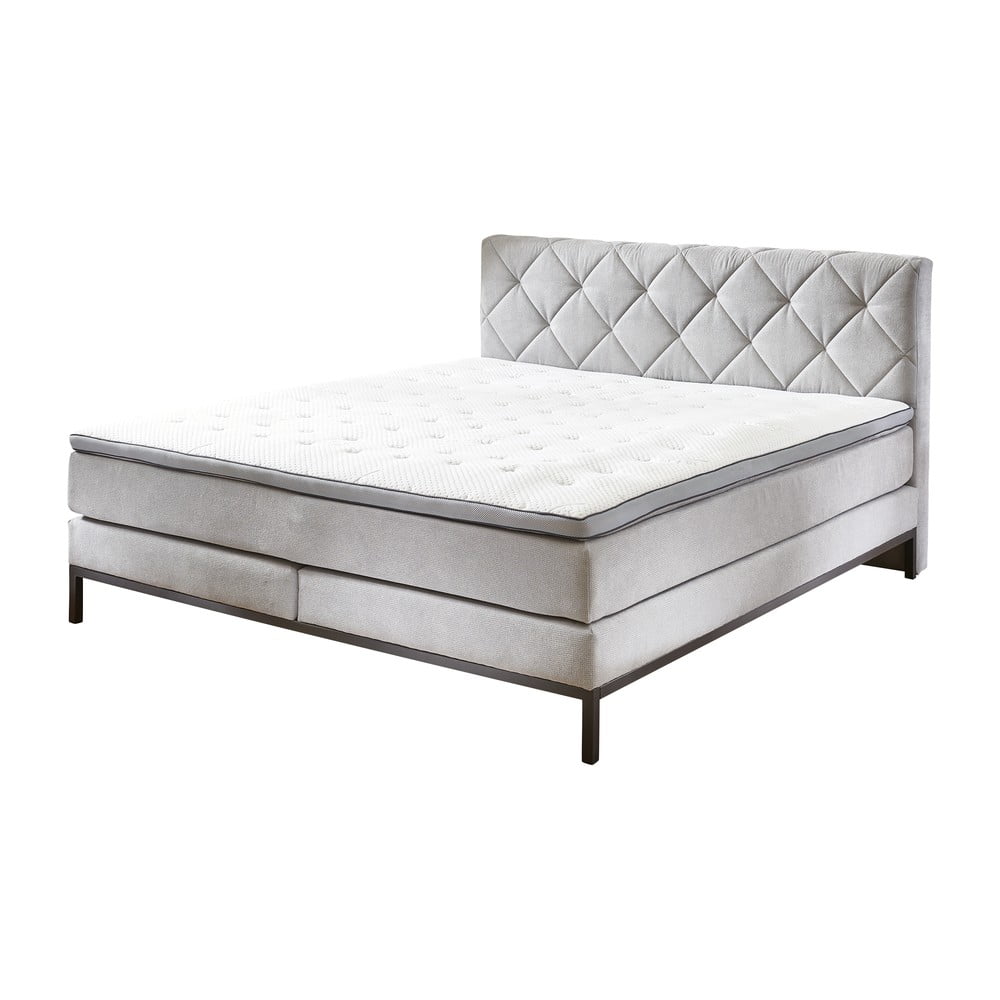 Letto boxspring grigio chiaro 160x200 cm Rockaway - Rojaplast | Letti boxspring