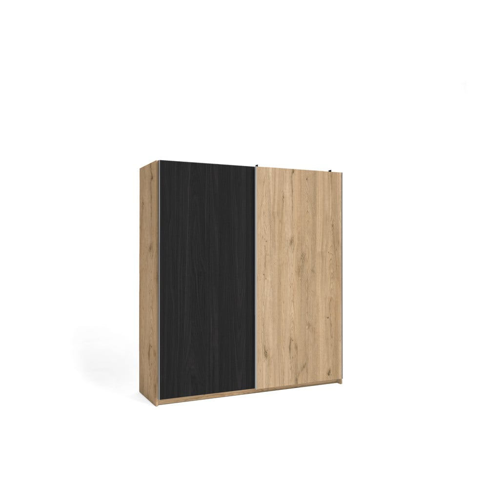 Armadio nero in rovere con ante scorrevoli 182x200 cm Care - Marckeric | Armadi