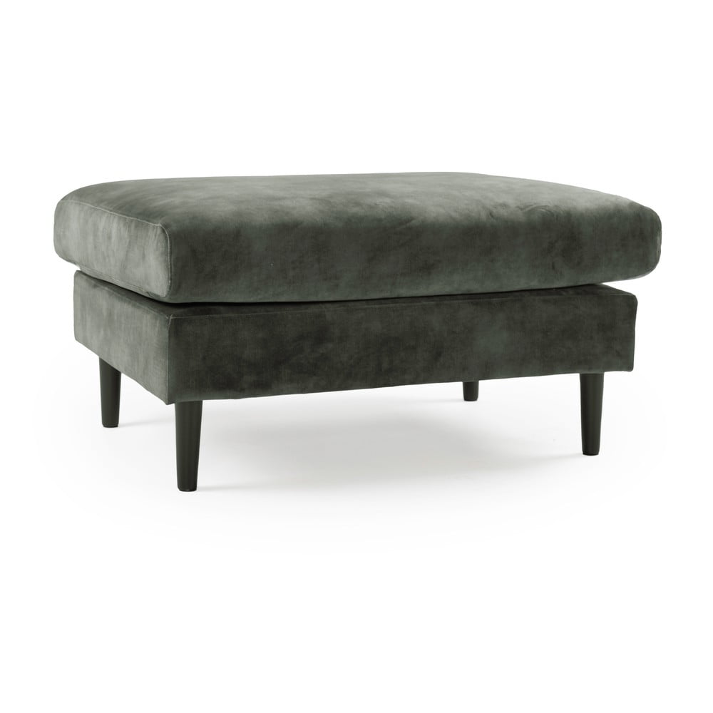 Pouf in velluto verde-grigio Adagio - Scandic | Poggiapiedi