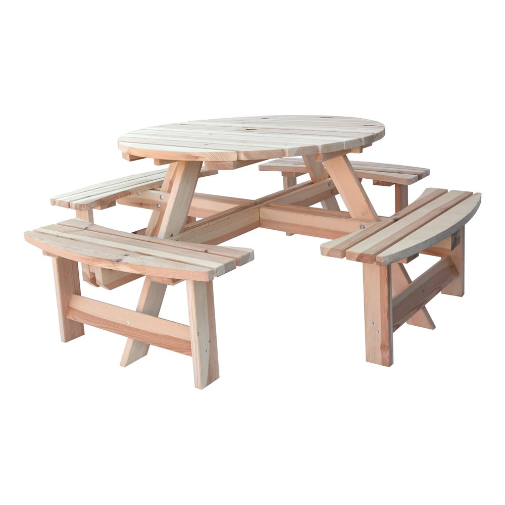 Set da pranzo da giardino in legno di pino per 4 persone Piknik - Rojaplast | Set per zona pranzo da giardino