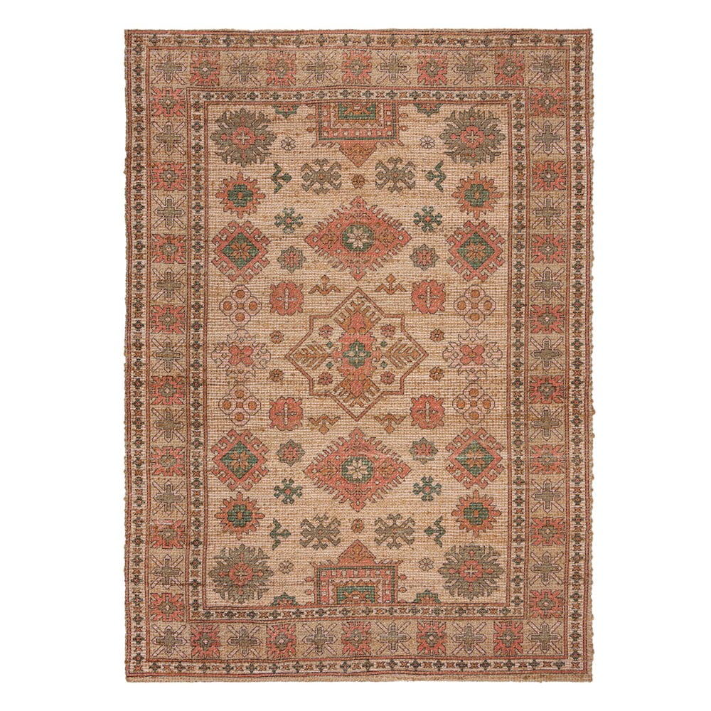 Tappeto rosa e color terracotta in misto iuta tessuto a mano 80x150 cm Lana Jute – Flair Rugs | Tappeti
