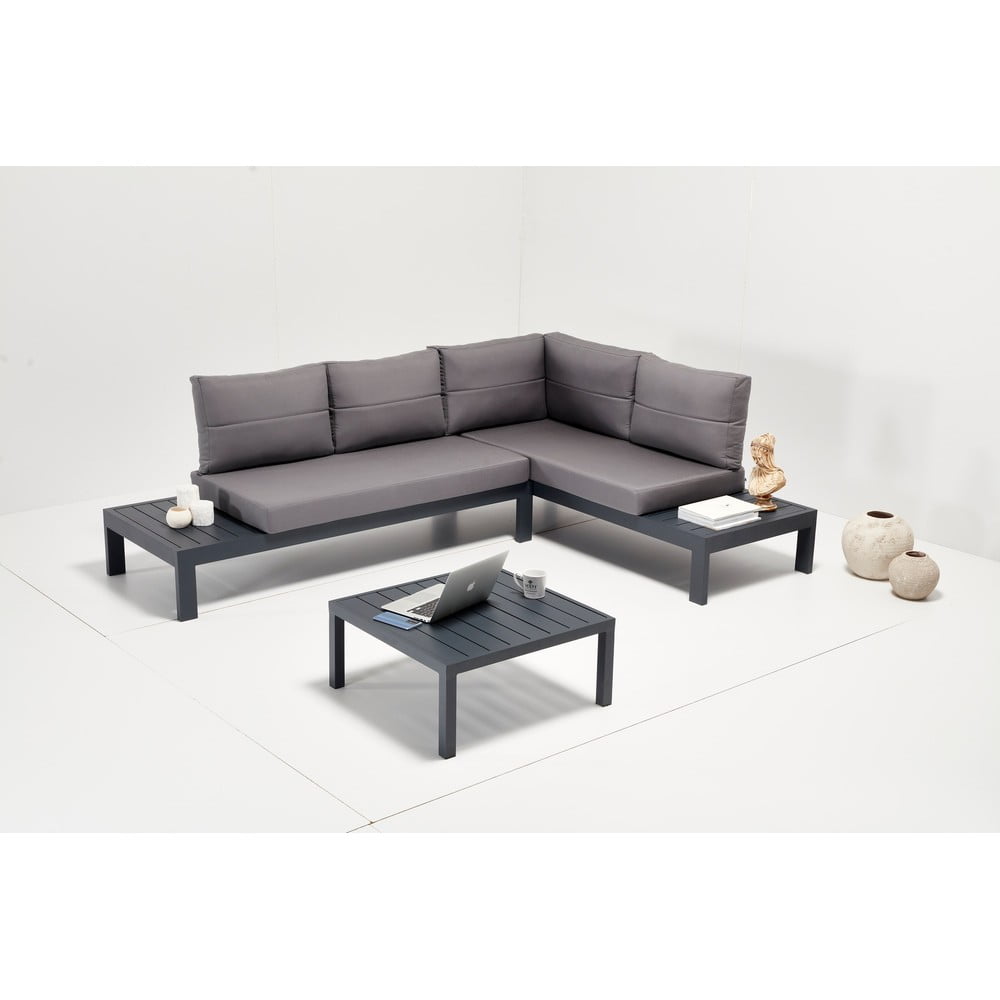 Set da giardino in alluminio nero e grigio per 3 persone Verona - Floriane Garden | Set di mobili da giardino
