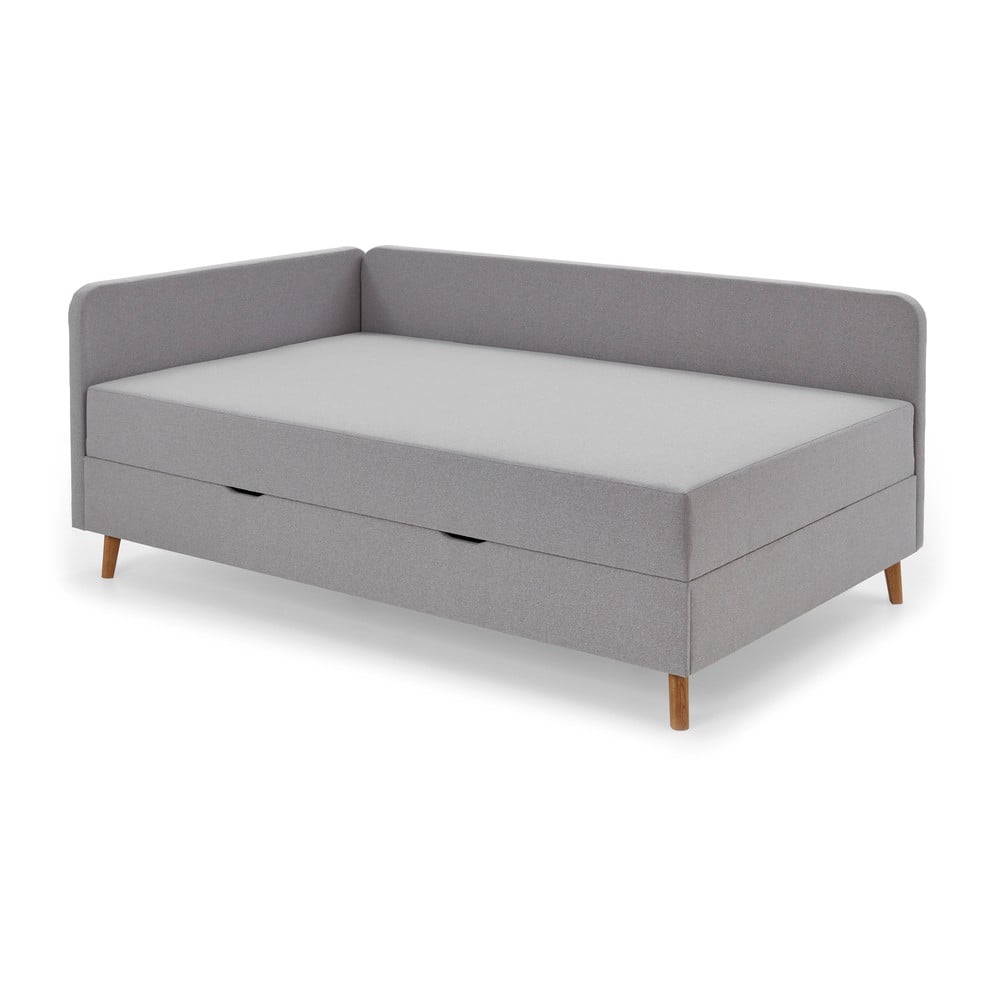 Letto singolo imbottito grigio chiaro con contenitore con materasso incluso 90x200 cm Cabana – Meise Möbel | Letti singoli