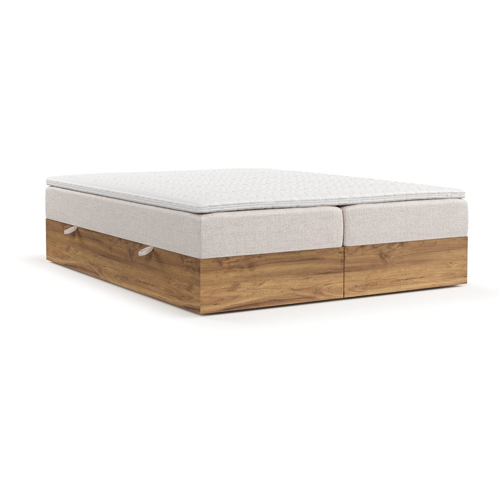 Letto boxspring con contenitore in marrone chiaro-naturale 160x200 cm Faro - Maison de Rêve | Letti boxspring