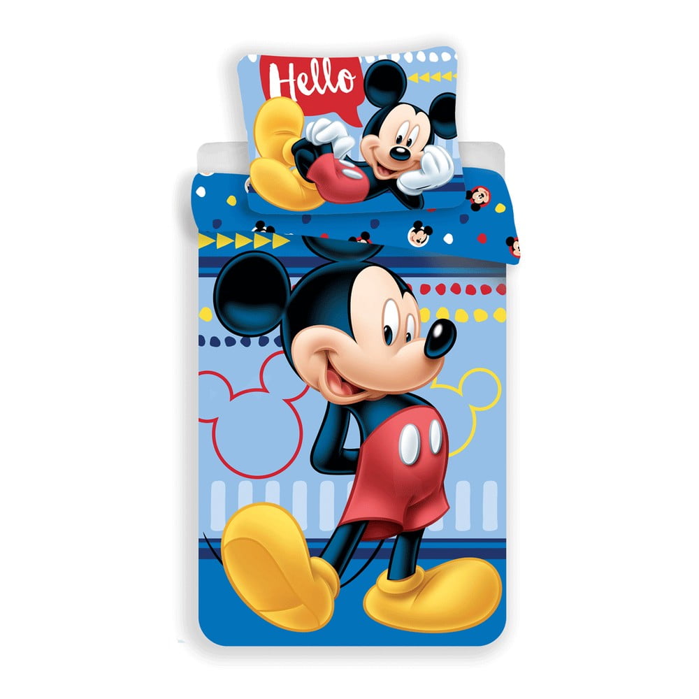 Biancheria da letto per bambini in cotone per letto singolo 140x200 cm  Mickey "Hello" – Jerry Fabrics | Biancheria da letto per bambini