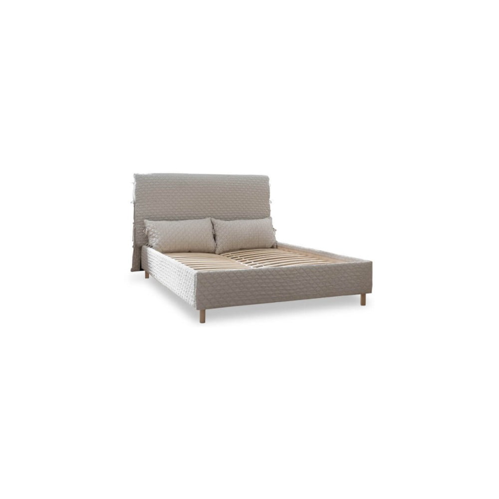 Letto matrimoniale imbottito beige con rete 180x200 cm Sleepy Luna - Miuform | Letti matrimoniali
