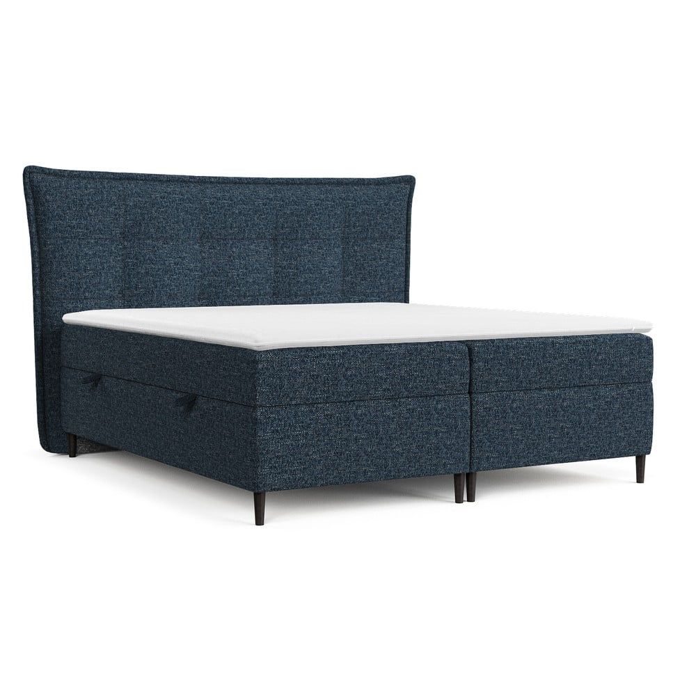 Letto boxspring blu scuro con contenitore 140x200 cm Sinai - Maison de Rêve | Letti boxspring