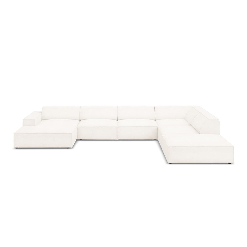 Divano angolare beige in tessuto bouclé (angolo destro) Jodie - Micadoni Home | Divani ad angolo