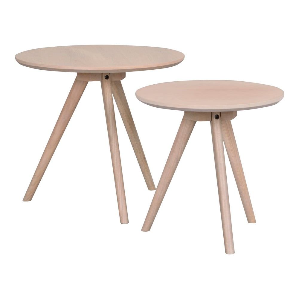 Tavolini rotondi in rovere in set di 2 pezzi ø 50 cm Yumi - Rowico | Tavolini