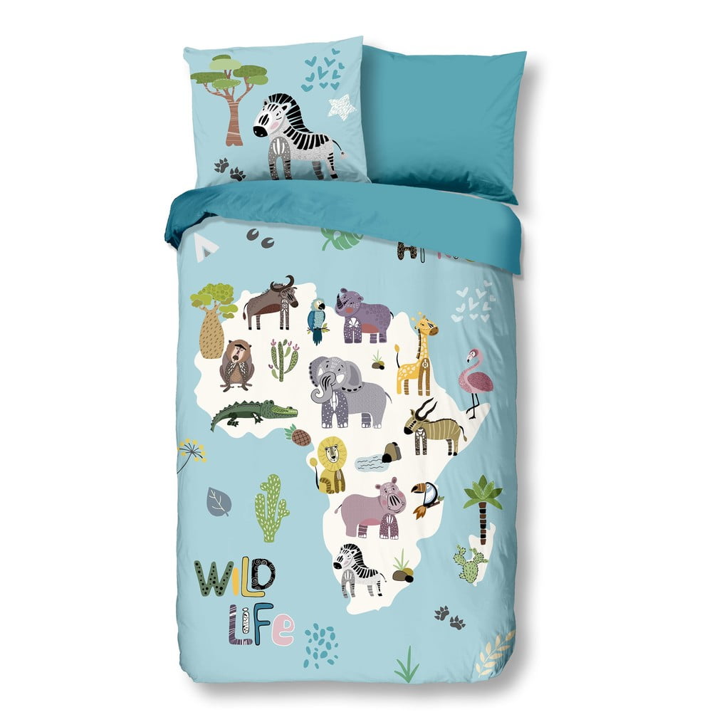 Biancheria da letto singola in cotone per bambini Wild Life, 140 x 200 cm - Good Morning | Biancheria da letto per bambini