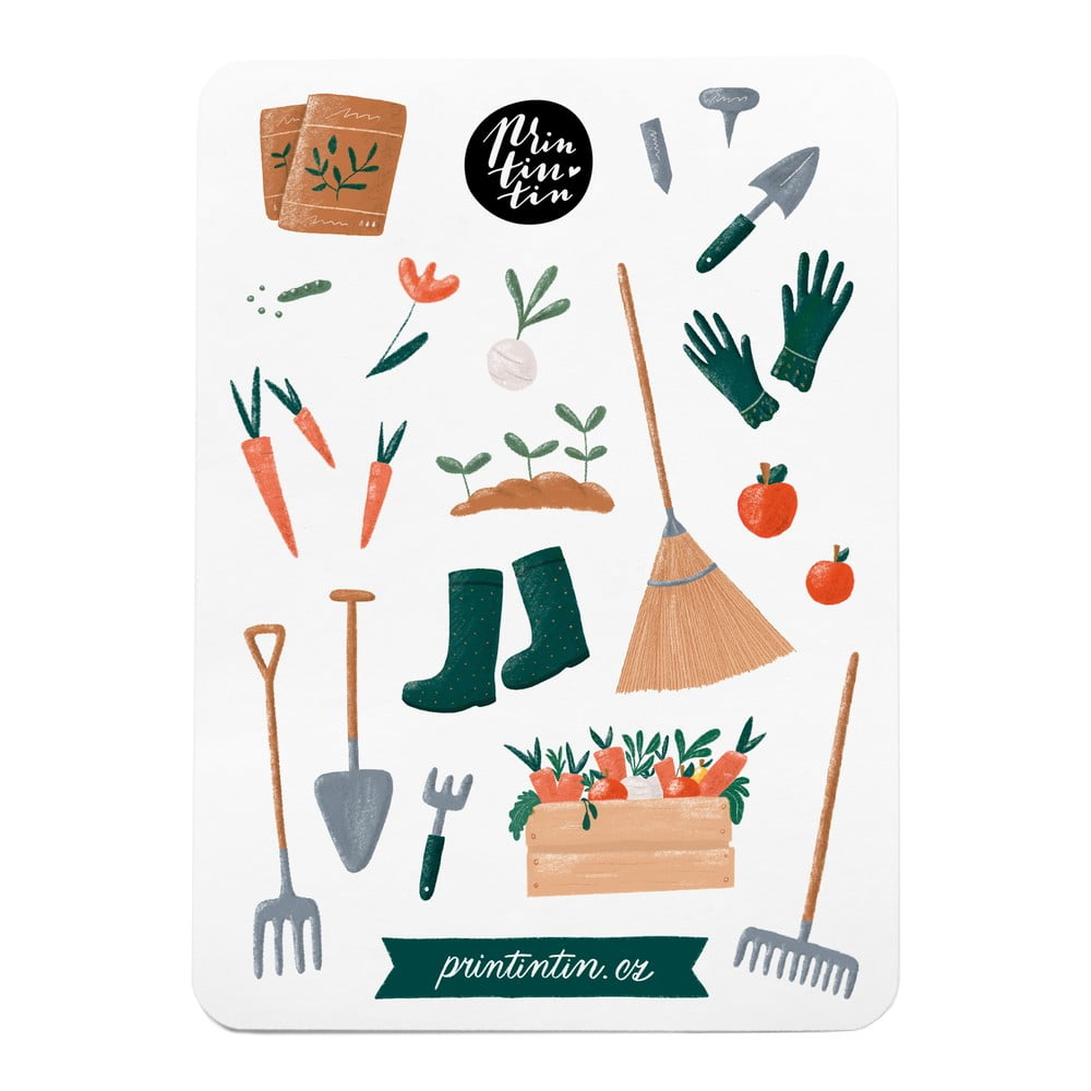 Foglio di adesivi in vinile con motivo Gardener , 10,5 cm x 14,5 cm - Printintin | Foglietti adesivi