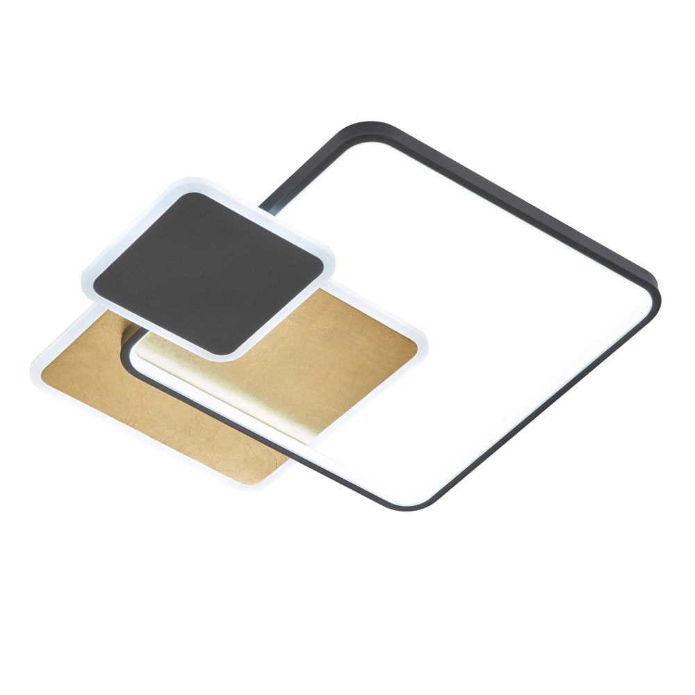 Plafoniera LED dimmerabile in nero e oro telecomando 52,5x52,5 cm Tomo - Fischer & Honsel | Lampade da soffitto