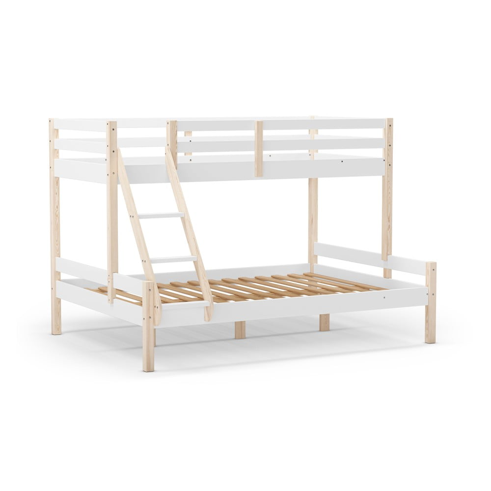Letto a castello bianco in legno di pino 90x190/140x190 cm Livia - Marckeric | Letti per bambini