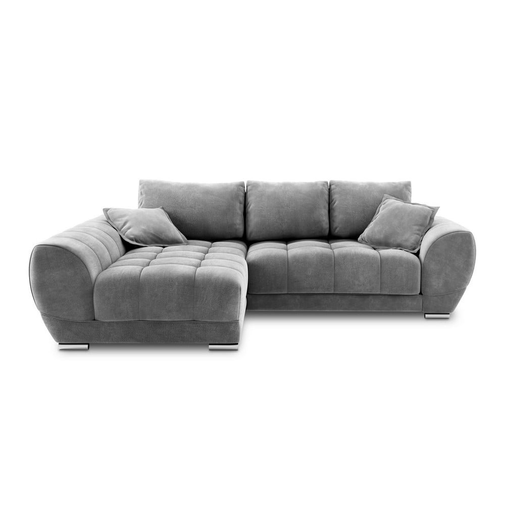 Divano letto angolare grigio con rivestimento in velluto, angolo sinistro Nuage - Windsor & Co Sofas | Divani ad angolo