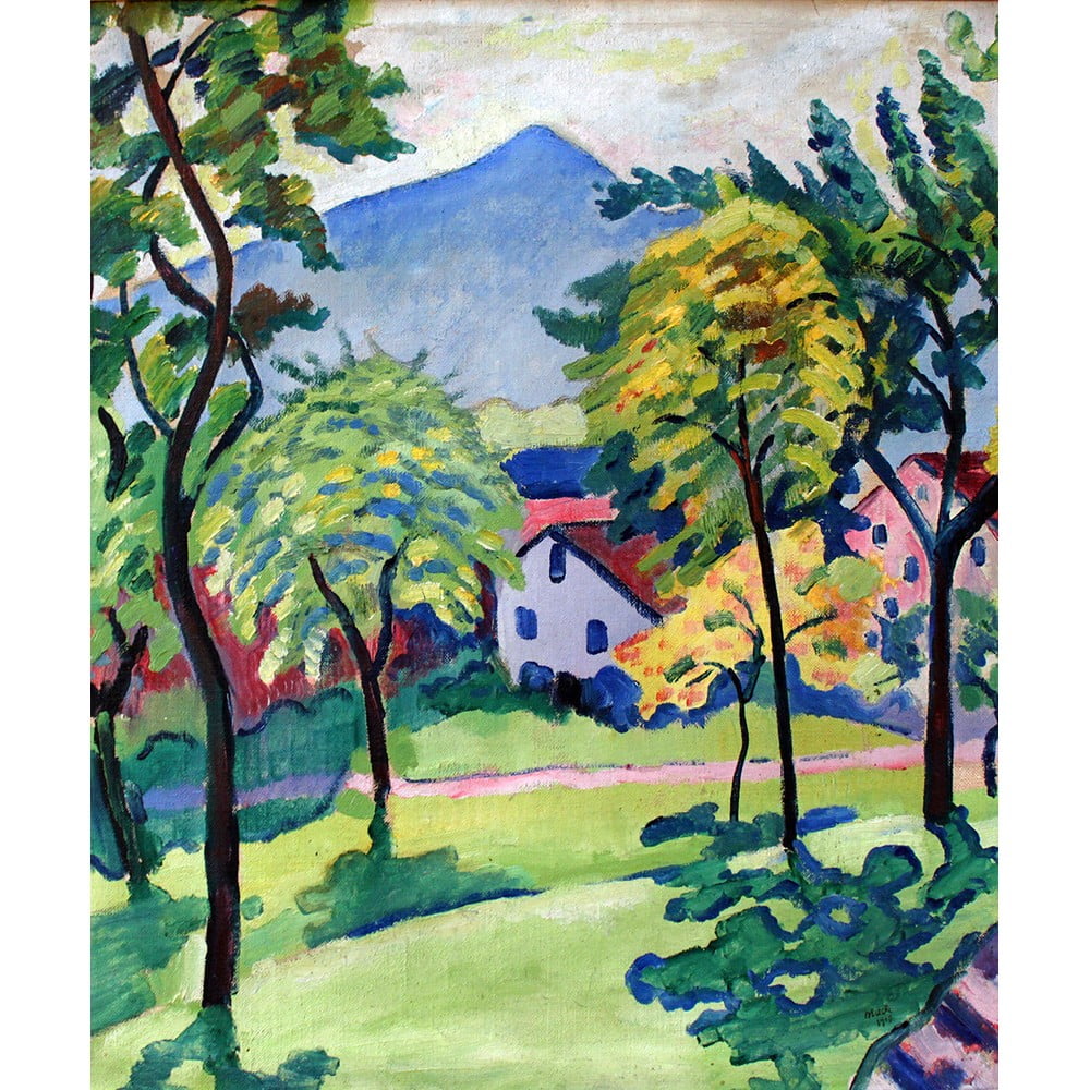 Riproduzione di un dipinto , 50 x 60 cm August Macke - Tegernsee Landscape - Fedkolor | Quadri