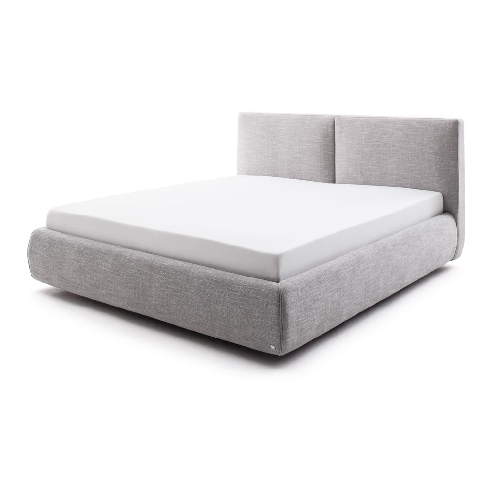 Letto matrimoniale imbottito grigio con contenitore con griglia 180x200 cm Atesio - Meise Möbel | Letti matrimoniali