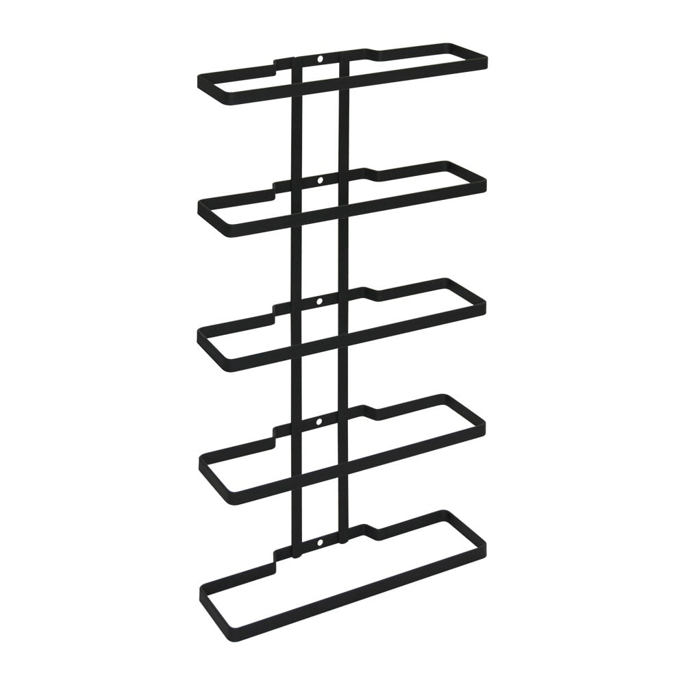 Portabottiglie in metallo nero da parete per 5 bottiglie Lava - Metaltex | Scaffali per vino