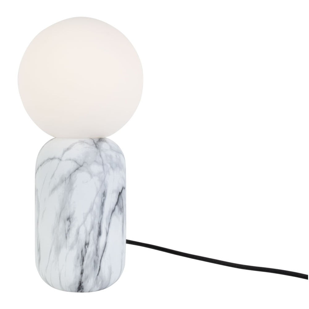 Lampada da tavolo bianca con decoro in marmo, altezza 32 cm Gala - Leitmotiv | Abat-jour e lampade da tavolo