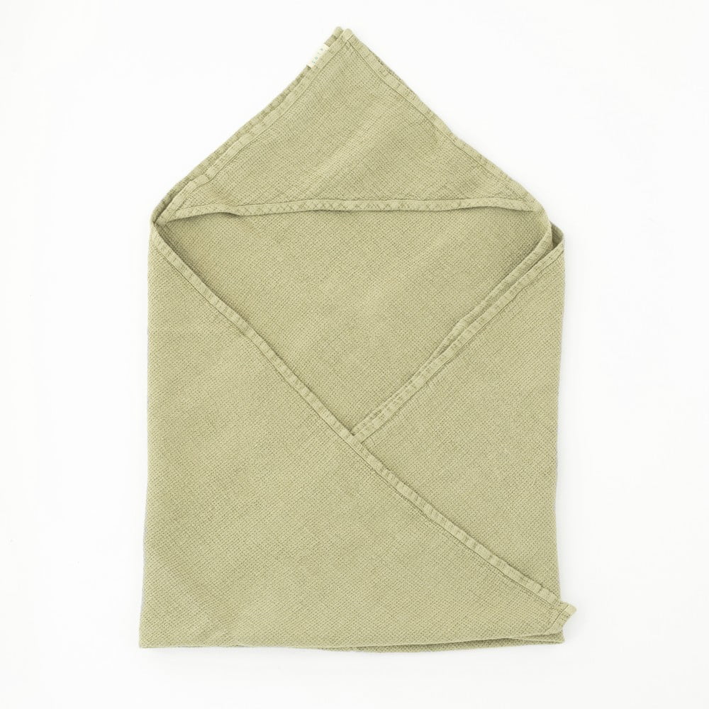 Asciugamano per bambini in lino verde con cappuccio 100x100 cm Sage - Linen Tales | Asciugamani per bambini