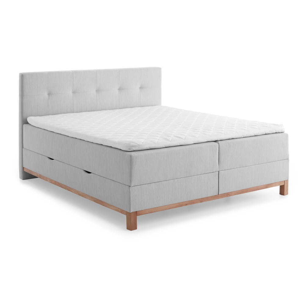 Letto boxspring grigio chiaro con contenitore 160x200 cm Catania - Meise Möbel | Letti boxspring