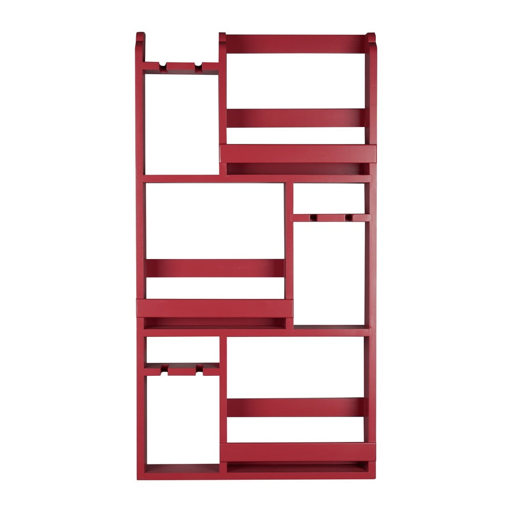 Portabottiglie da parete rosso in legno di gomma numero di bottiglie 12 80x120x10 cm Myron - Dutchbone | Scaffali per vino