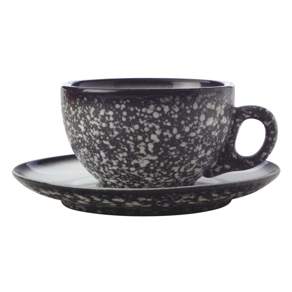 Tazza in ceramica nera con piattino Caviar Granite, 250 ml - Maxwell & Williams | Tazzine