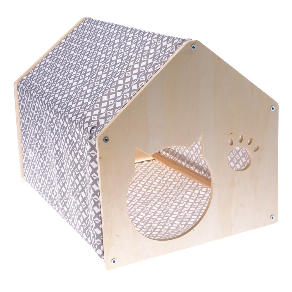 cassetta per gatti in cotone di colore grigio-naturale 38x51,5 cm - Dakls | Cucce per animali