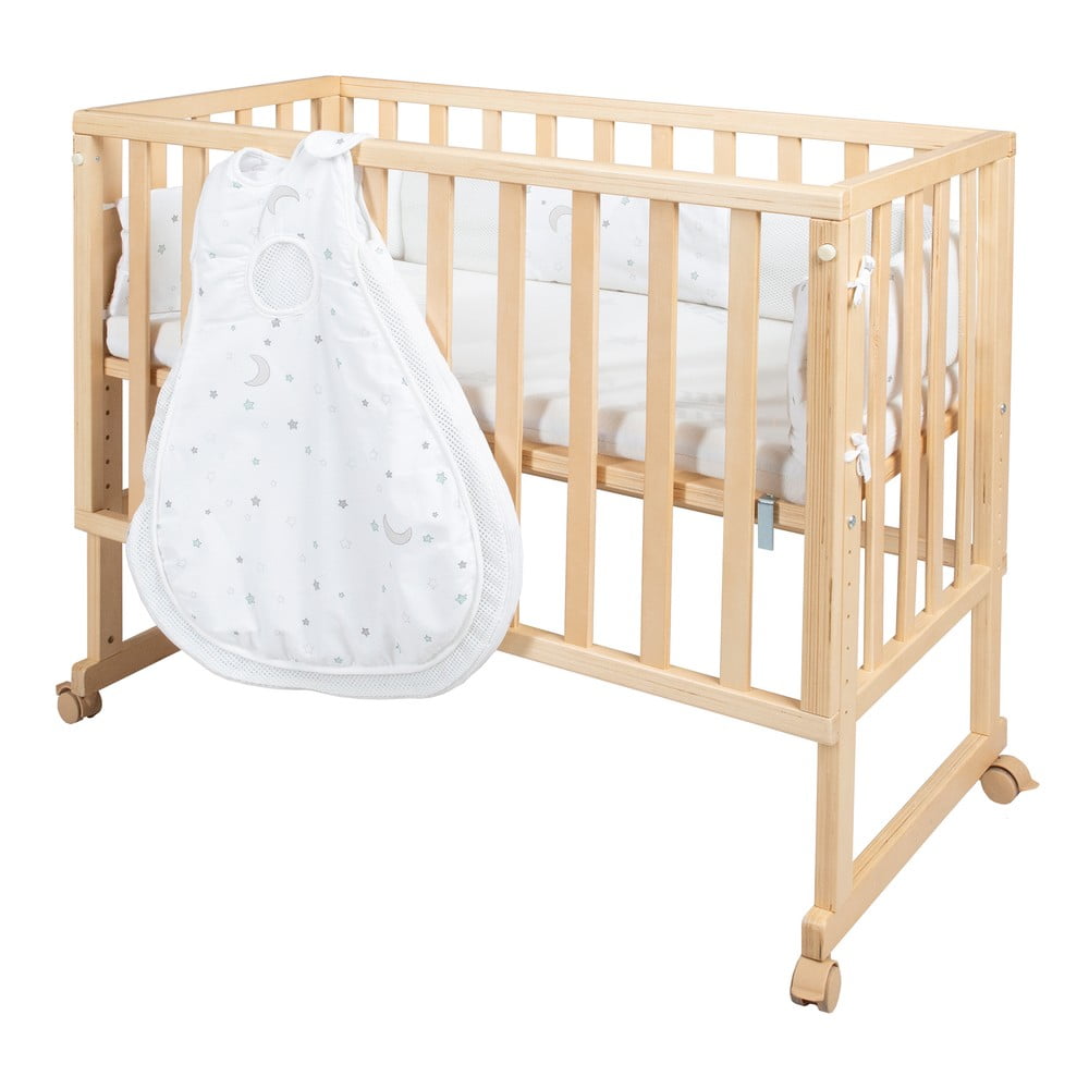 Lettino di colore naturale con ruote 90x45 cm Star Magic – Roba | Lettini