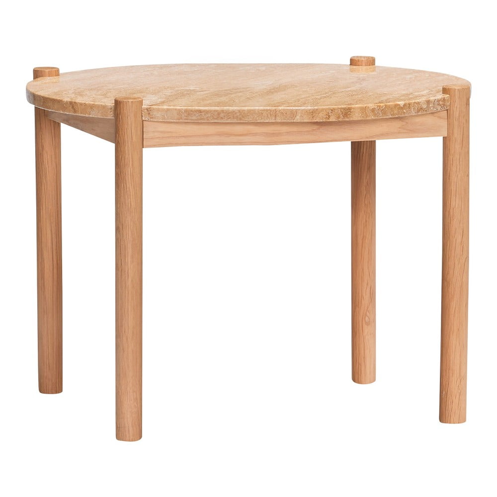 Tavolino rotondo con piano in pietra naturale ø 60 cm Trava - Hübsch | Tavolini da salotto