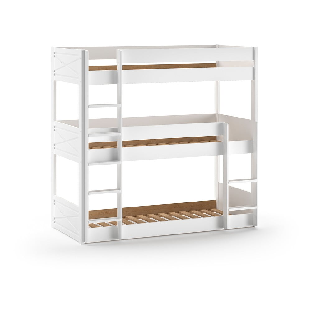 Letto a castello bianco in legno di pino 90x200 cm Scott - Vipack | Letti per bambini